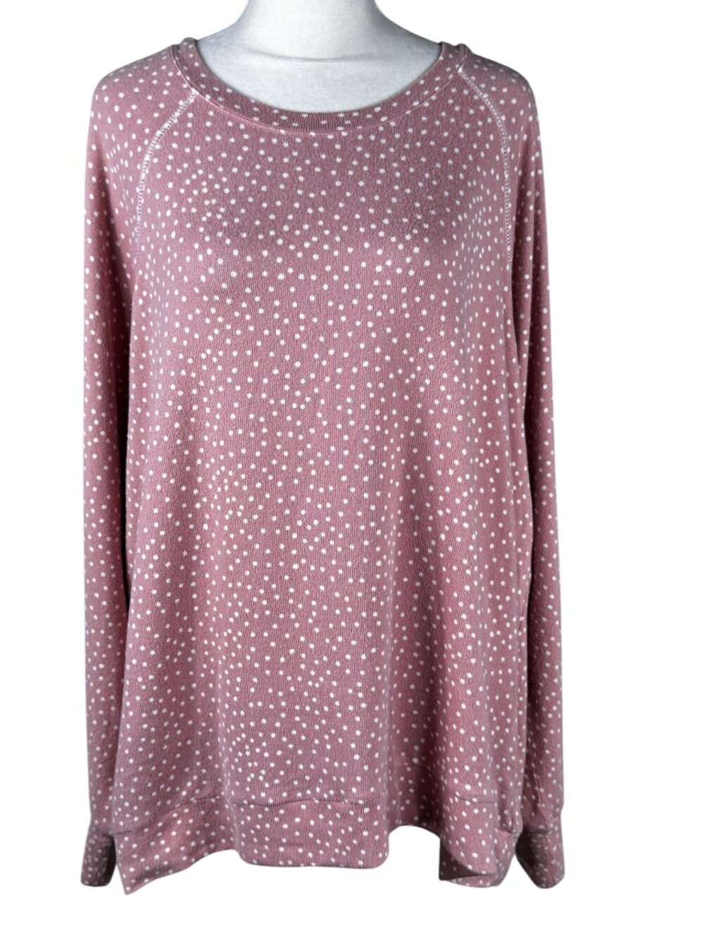PJ Salvage Dusty Pink White Dot Soft Lounge Sweatshirt Size 1X